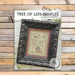 Tree Of Life Sampler, an antique reproduction, With thy Needle & Thread, Cross Stitch, Primitive