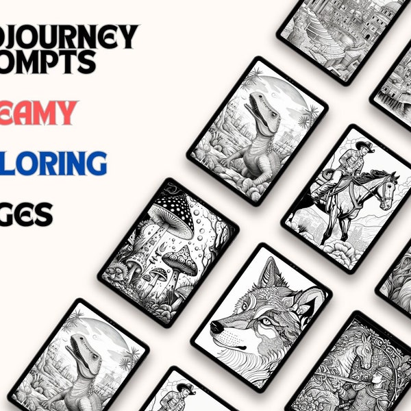 10+ Psychedelic and Dreamy Midjourney Prompts + downloadable Pdf, PNG and SVG files -For AI Coloring Book Pages, Ai prints and Wall Art