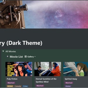 MOVIE List Template for Notion, Select Movies to Watch, Favorite Movies Library, Aesthetic Movie Tracker, Cinema Watchlist