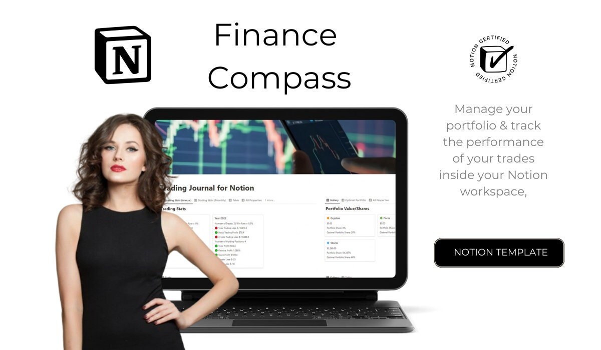 Notion Finance Template - Trading Journal + Investment Portfolio Template  for Notion - Net Worth Tracker - Stocks - Forex - Crypto - Bitcoin - Etsy