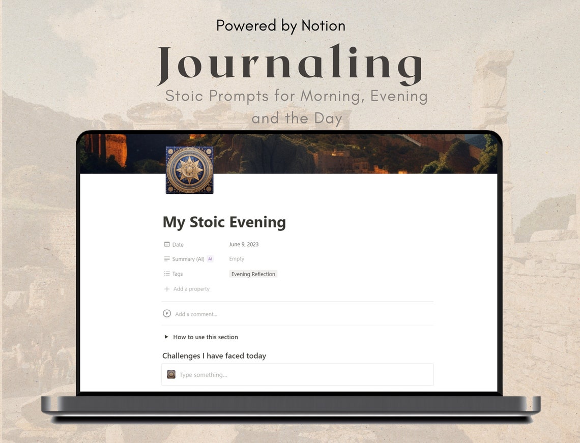 Stoic Journaling Template for Notion, Unlock the Power of Stoicism and Stoic Journaling Template for Notion, Unlock the Power of Stoicism and
