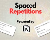 Spaced Repetition Flashcards for Notion, Student Template, ADHD Brains, Academic Notion Template,