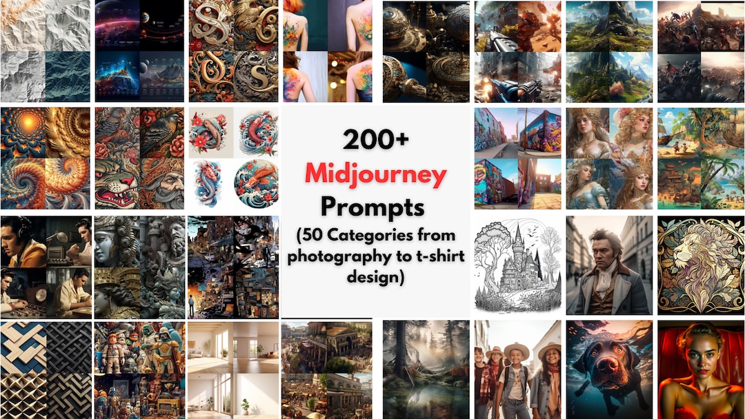200+ Midjourney V 5+ Prompts Bundle - Image AI Prompts Across 50 ...