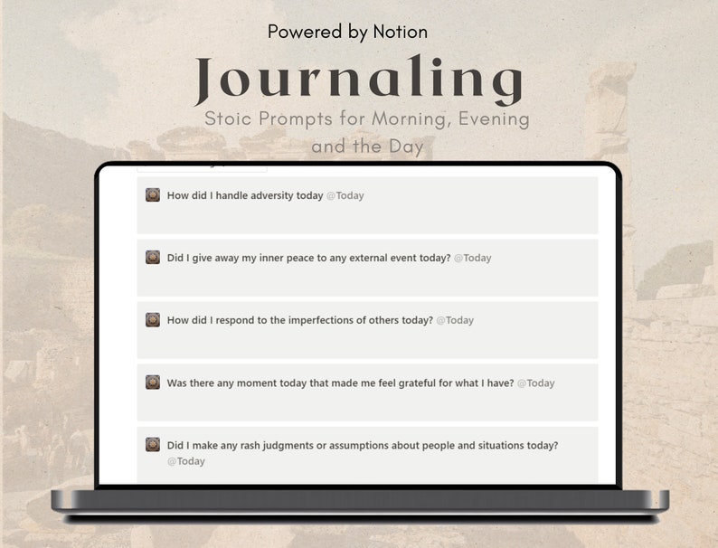 Premium Stoic Notion Journaling Template Daily Journaling Etsy