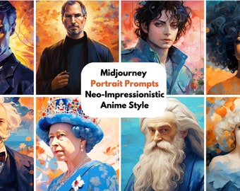 Midjourney Prompts - Neoimpressionistische Anime Portraits - Charakter Design - Wunderschön und Bunt