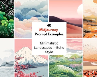 Midjourney AI prompts -  Minimalist Landscapes in Boho Style - Midjourney AI Art, Midjourney, Digital Art, AI Generate, Art Print