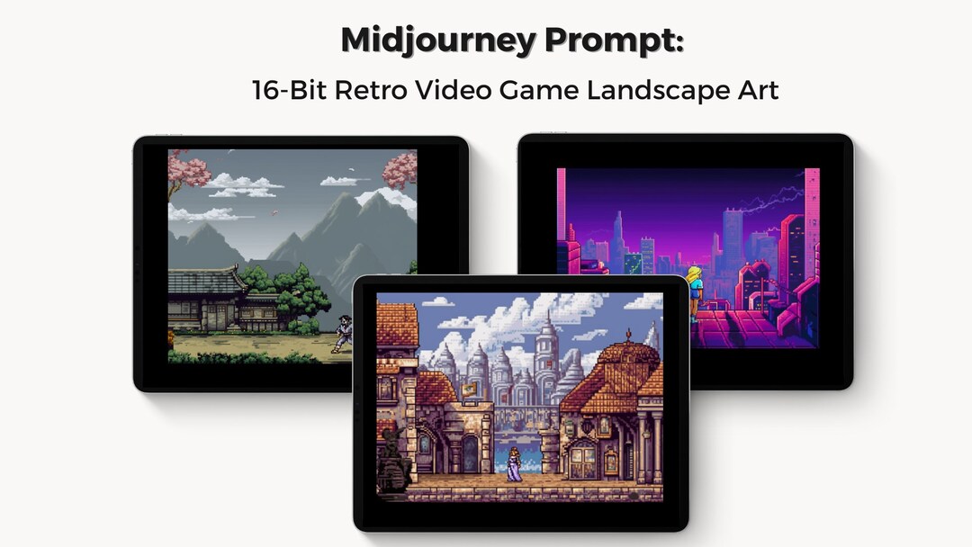 Midjourney Image Ai Prompt - 16 Bit Retro Video Game Style Wallpaper ...