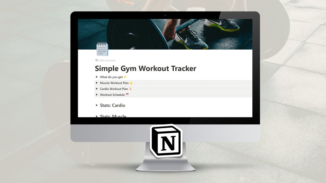 Simple Workout and Gym Tracker Template for Notion, Workout Planner