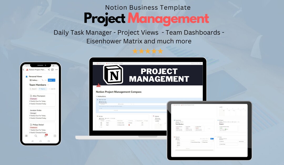 Notion Project Management Business Template - for Freelancers, Start ...