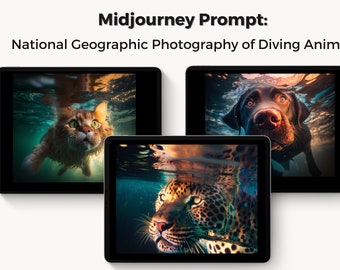 Midjourney Image Ai Prompt - National Geographic Photography of Diving Animals - Ai Stockphoto, Print, Wallpaper, T-Shirt, Ai Wall Art