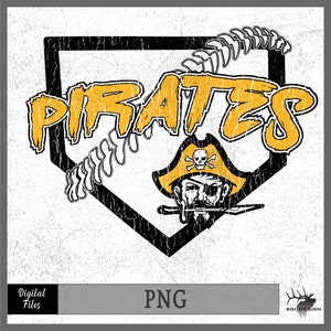Pirate Baseball Gold PNG File: Digital Download