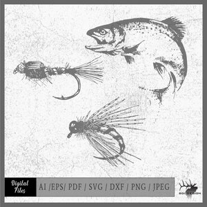 Fly Fishing Bundle vector eps / ai / svg / pdf / dxf / png / jpeg Fish Fishing