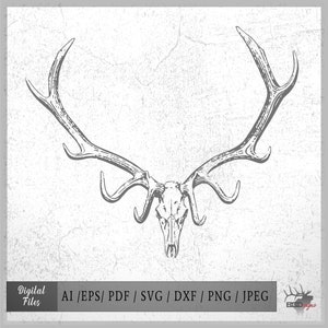 Elk Skull 2 vector eps / ai / svg / pdf / jpeg / png Elk silhouette