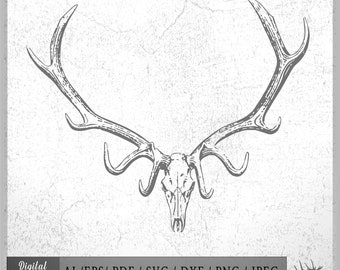Cráneo de alce 2 vector eps / ai / scr / pdf / jpeg / png Silueta de alce