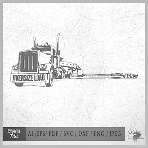 Lowboy Truck vector1 eps / ai / svg / png / jpeg / dxf / pdf  Truck Driver, Long Haul, Trans[port