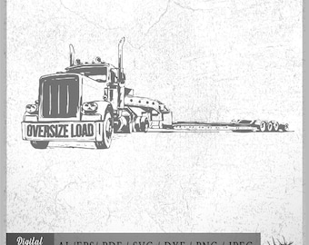 Lowboy Truck Vector Art (Digital Download)