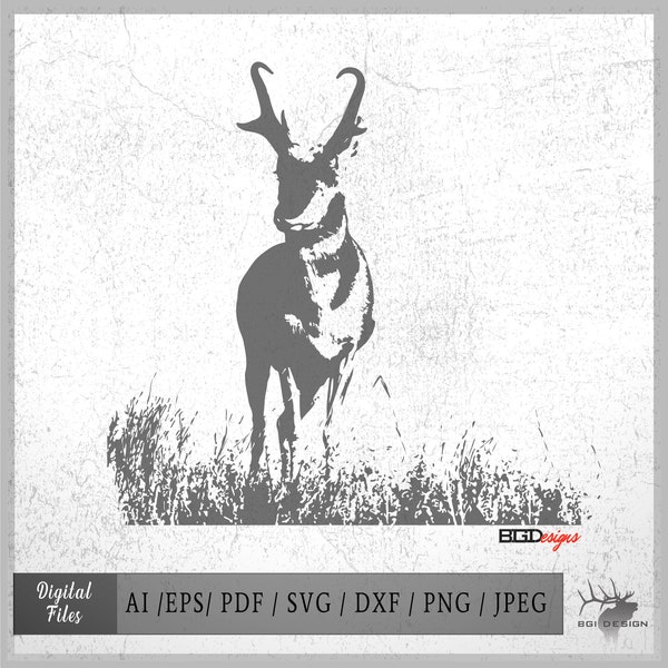 Pronghorn 6644 vector eps / ai / svg / png Antelope Buck