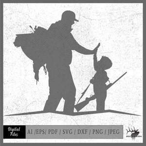 Turkey Hunt Silhouette: Dad and Child Vector (Digital Download)