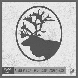 Caribou 1 vector eps / ai / svg / pdf / dxf / png / jpeg Reindeer silhouette