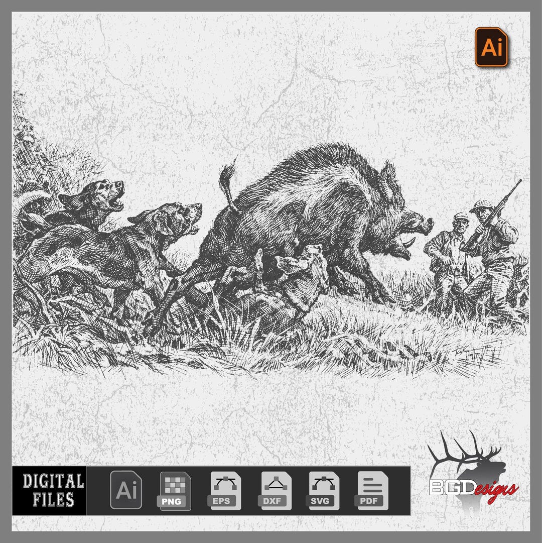 Wild Pig Razorback Art (digital Download) Hunting Boar 01 - Etsy