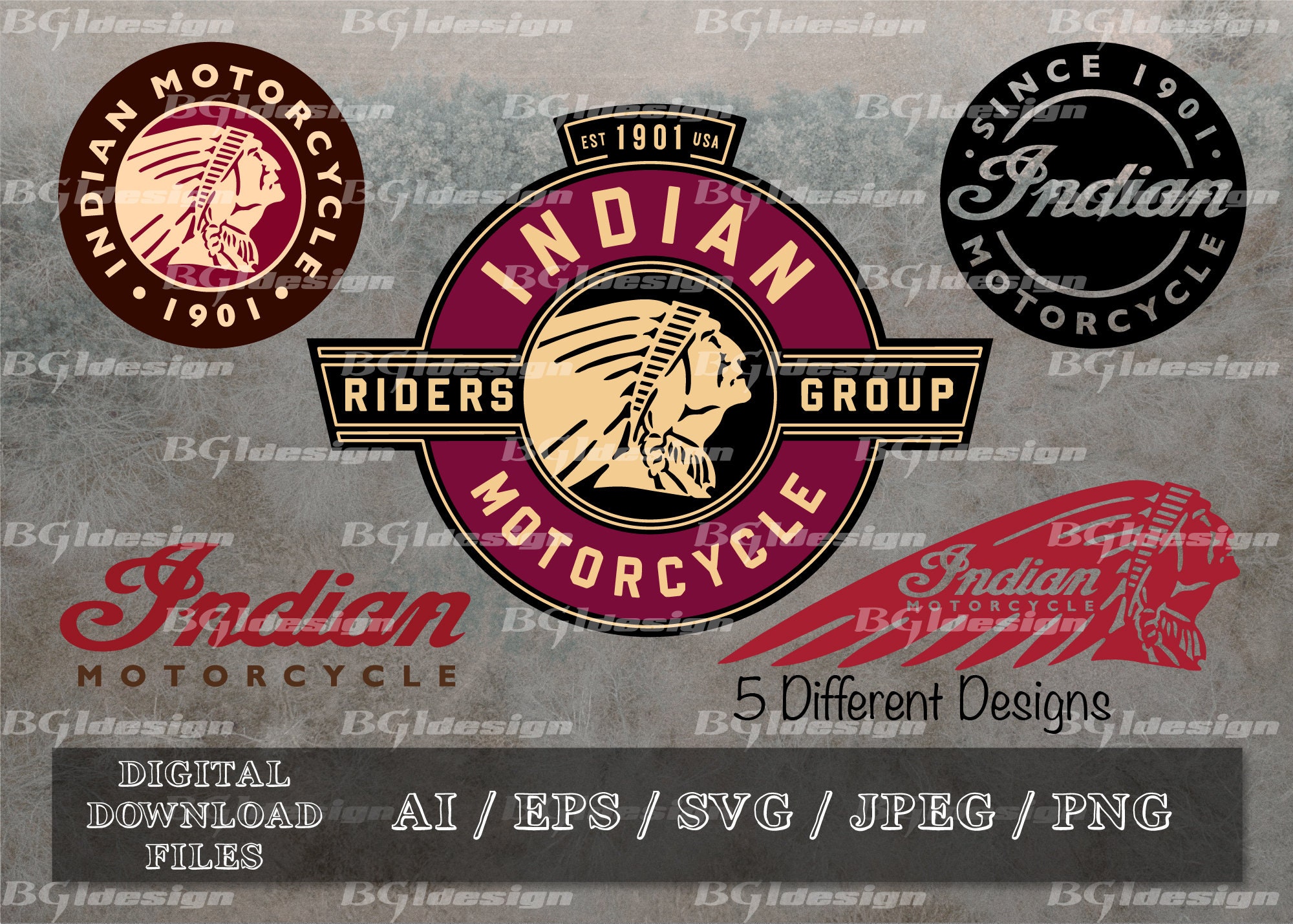 Indian Motorcycle Bundle Vector Eps / Ai / Svg / Png Indian Etsy