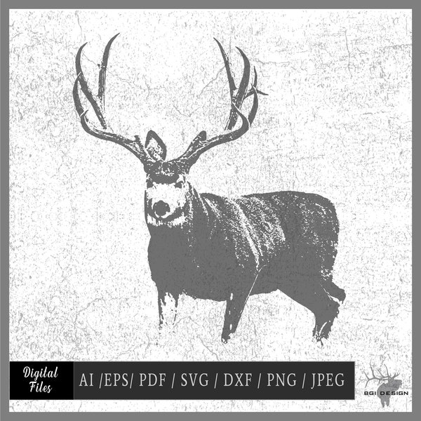 Mule Deer 673g vector eps / ai / pdf / svg / dxf / png / jpeg Buck silhouette