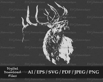 Bugling Elk 2 vector eps / ai / svg / png Bull Elk