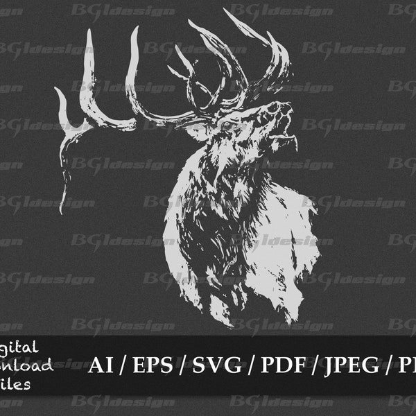 Bugling Elk 2 vector eps / ai / svg / png Bull Elk