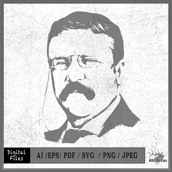 Theodore Roosevelt eps / ai / svg / pdf / dxf / png / jpeg 26th President