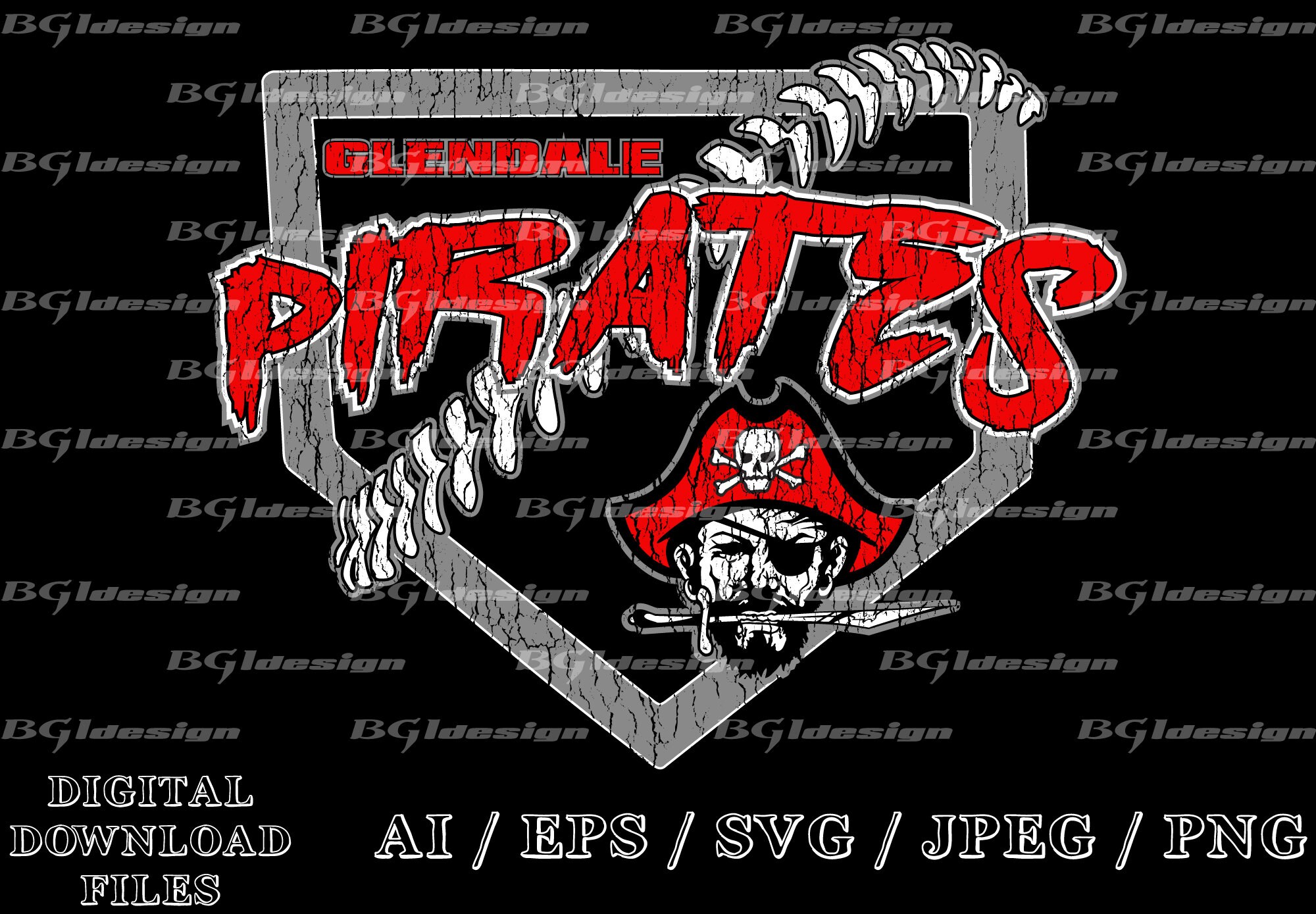 Pirate Baseball Vector Files .ai / .eps / Pdf / Svg / Jpeg / Etsy UK