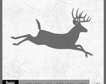 Running Deer vector eps / ai / svg / png Running Buck silhouette