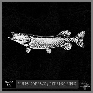 Pike 635D vector eps / ai / svg / dxf / jpeg / pdf / png Fish Fishing