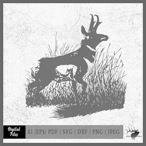 Pronghorn 5 vector eps / ai / svg / pdf / dxf / png / jpeg Antelope Buck