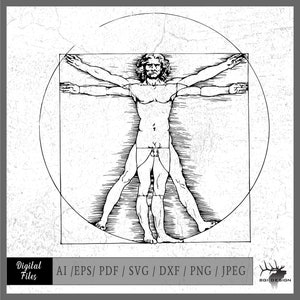 Vitruvian Man eps / ai / svg / pdf / dxf / png / jpeg Leonardo da Vinci