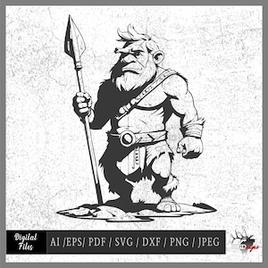 Caveman 001 vector eps / ai / pdf / dxf / svg / png / jpeg Caveman Mascot
