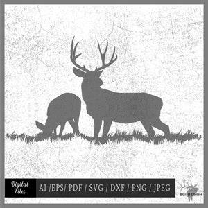 Maultier Hirsch 8377R Vektor eps / ai / svg / pdf / dxf / png / jpeg Buck Silhouette