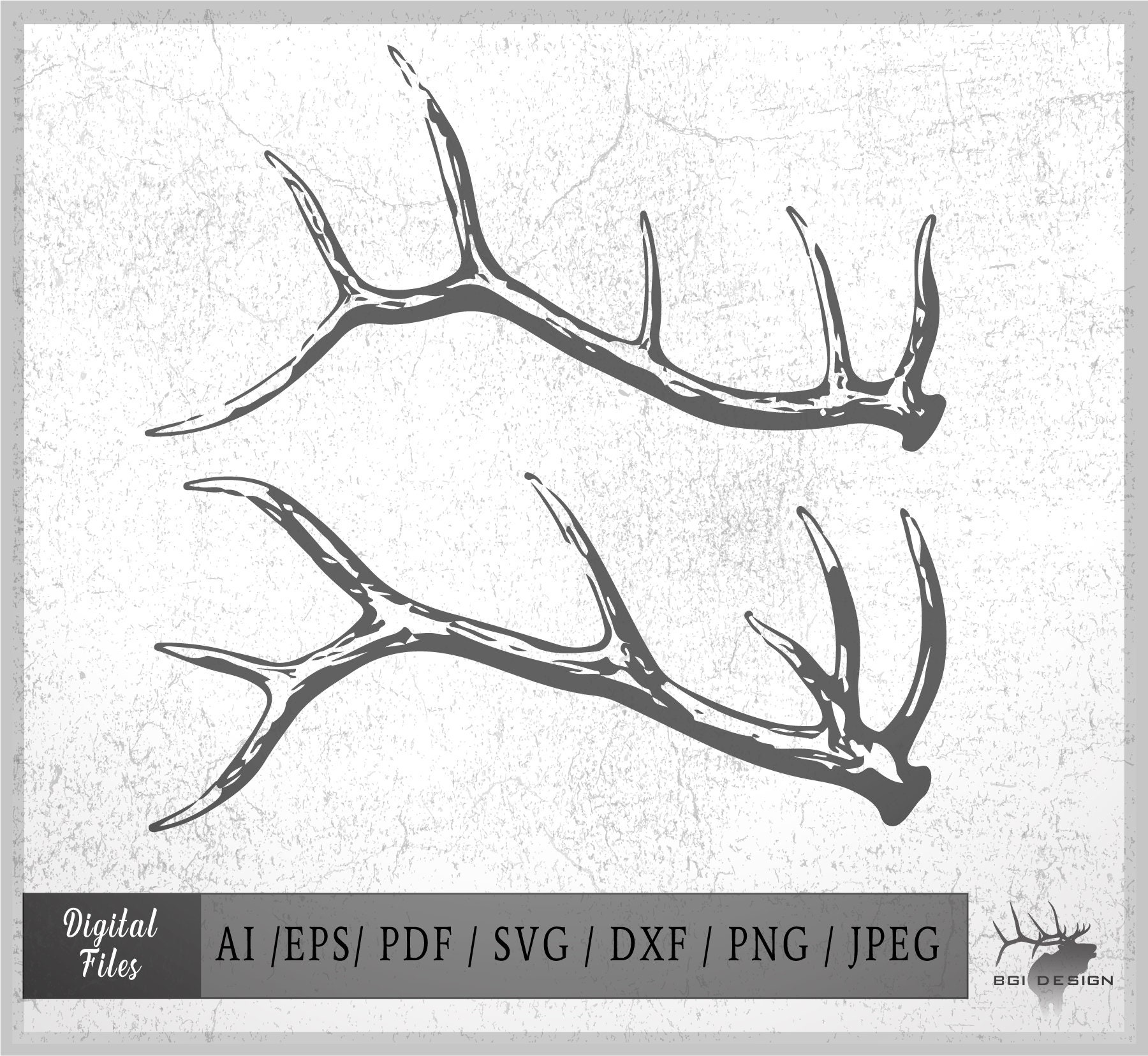 Elk Horns Vector 5 Eps / Ai / Svg / Dxf / Pdf / Png / Jpeg Elk | Etsy