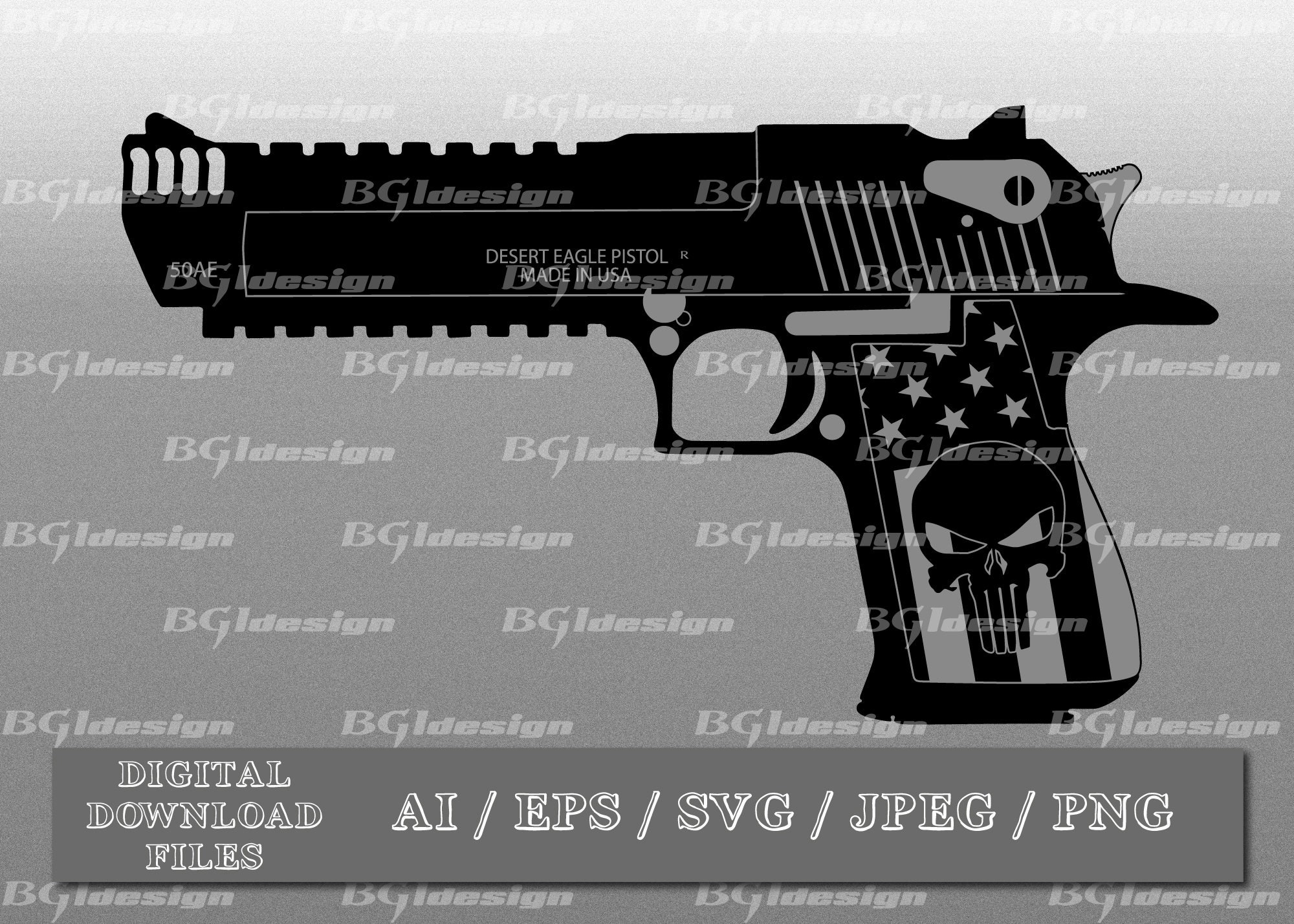 Desert Eagle Pistol Vector Eps / Ai / Svg / Png 50 Cal. - Etsy Australia