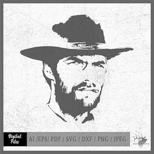 Clint Eastwood 2 eps / ai / svg / png Dirty Harry Fistfull of Dollars Cowboy