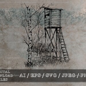 Deer Stand Vector Eps / Ai / Svg / Png Whitetail Deer Hunting - Etsy