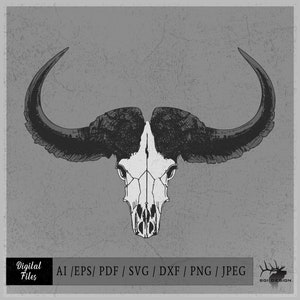 Cape Buffalo Skull 36a vector eps / ai / svg / pdf / dxf / png / jpeg Buffalo silhouette