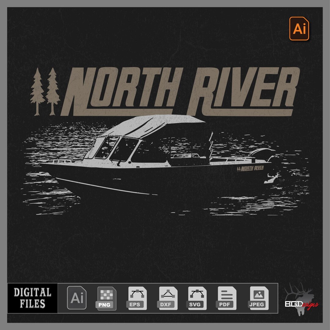 River Boat Vector R North River Fishing Boat Vector (digital Download) - Etsy