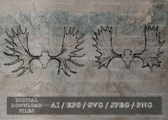 Moose Skull 2 Vector Eps / Ai / Svg / Png - Etsy