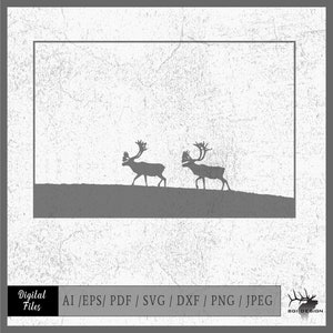 Caribou 3 vector eps / ai / svg / pdf / dxf / png / jpeg Reindeer silhouette