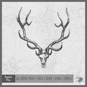 Elk Skull 3 vector eps / ai / svg / pdf / jpeg / png Elk silhouette