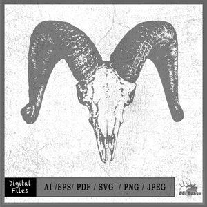 Teschio di Bighorn vettore eps / ai / svg / png Silhouette di pecora Bighorn