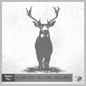 Schwarzschwanzbock 01 eps / ai / pdf / svg / dxf / png / jpeg Buck Silhouette