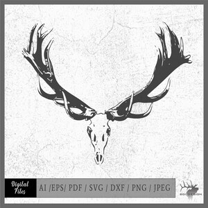 Elk Skull 5 Vector   eps / ai / svg / dxf / pdf / png / jpeg Elk Hunter Horn