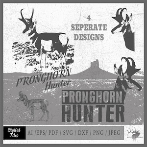 Pronghorn vector Bundle 1 eps / ai / svg / pdf / png Antelope Buck