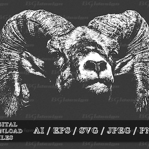 Bighorn Ram 6 vettore eps / ai / svg / png Silhouette di pecora Bighorn